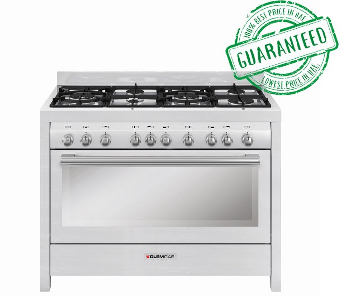 Glemgas 120 x 60 cm 5 Burners Cooking Range & Oven Italian Made Silver Model MGW626RI | 1 Year Warranty.