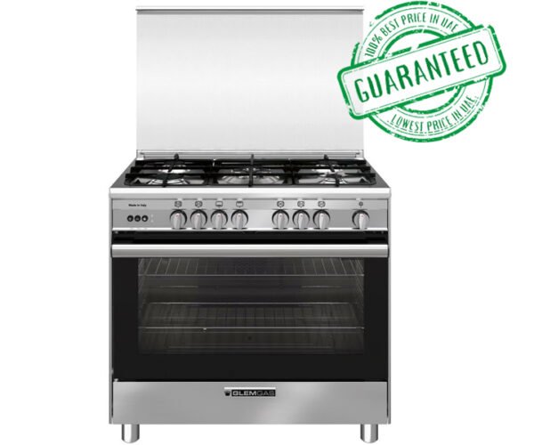 Glemgas Gas Cooker 90 x 60 cm 5 Burners Stainless Steel Model-SB9612GIFSG |1 Year Full Warranty.
