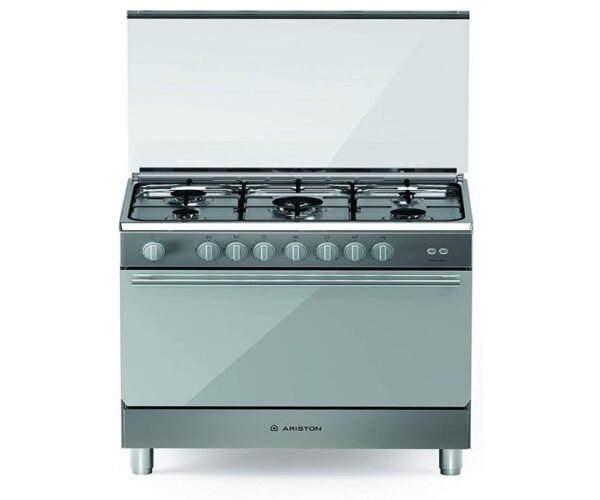 Ariston Full Gas Cooking Range 90x60cm Freestanding 5 Burners Automatic Ignition Stainless Steel Model- BAM951MGSM