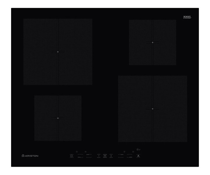Ariston Built-In Induction Glass Ceramic Hob With 4 Induction Plates Black Model- NIA640B | 1 Year Full Warranty