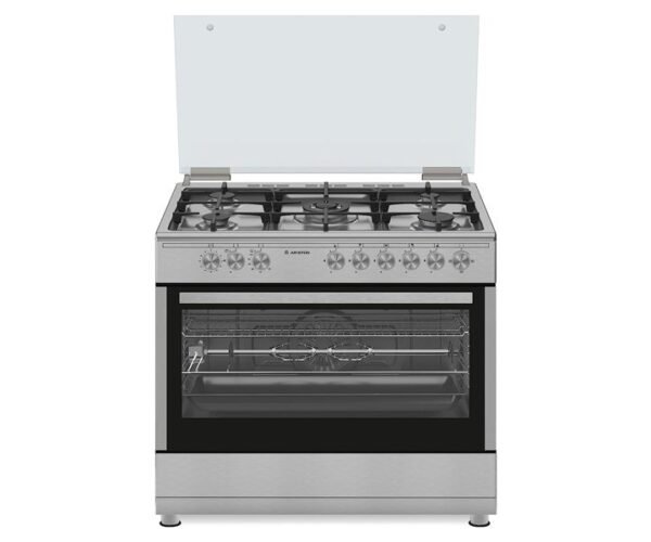 Ariston 90x60 cm 5 Burners Freestanding Gas Cooker With Convection Oven Single Hand Automatic Ignition Model- AM9GC6KCX/MEA