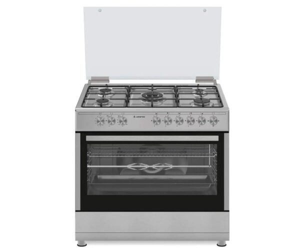 Ariston 90x60 cm Freestanding Gas Cooking Range 5 Burners Maxi-Oven With One Hand Automatic Ignition Full Safety Matte Finish Model- AM9GM1KMX/MEA