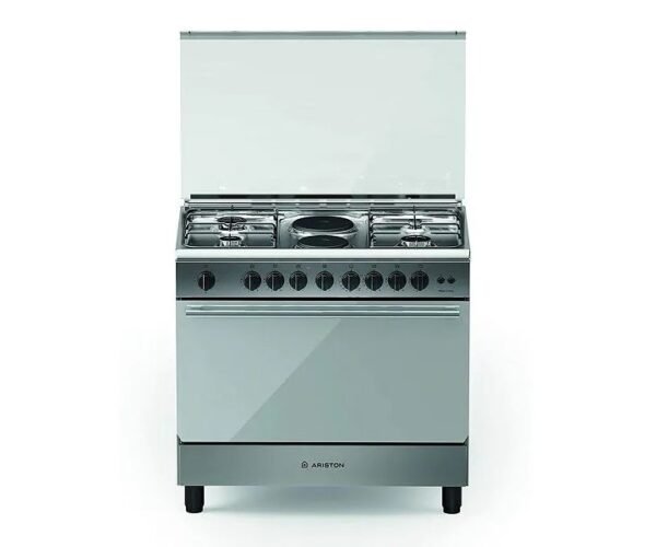 Ariston 90 x 60 cm Gas & Electric Cooker 4 Gas Burner + 2 Hot Plate Silver Colour Model- BAM940EMSM