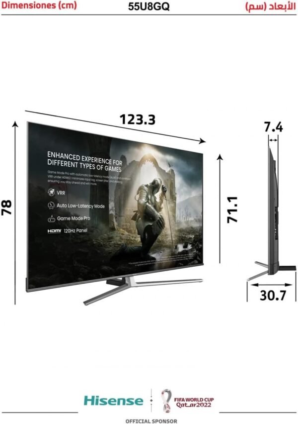 Hisense 55 Inch ULED 4K Smart TV Premium Quantum Dot QLED Series With Dolby Vision Black Model 55U8GQ - Image 3