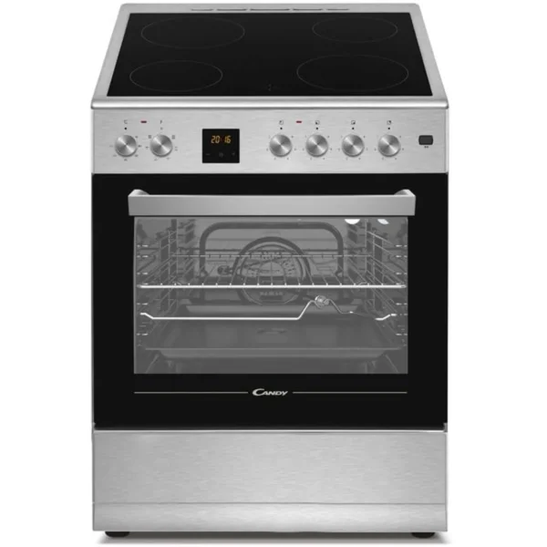 Candy Ceramic Cooker 4 Burners Electric With Oven Silver Model CVE660MIE-19 | 1 Year Full Warranty