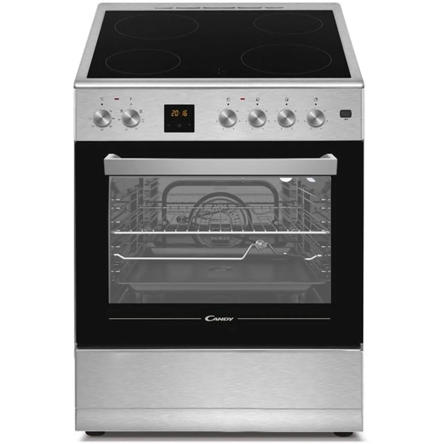 Candy Ceramic Cooker 4 Burners Electric With Oven Silver Model CVE660MIE-19 | 1 Year Full Warranty