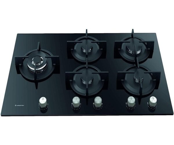 Ariston Built In 90 cm 5 Burner Gas Hob Electronic Knob Control Cast Iron Pan Support Triple Crown Model- AGS92SBK - Image 2