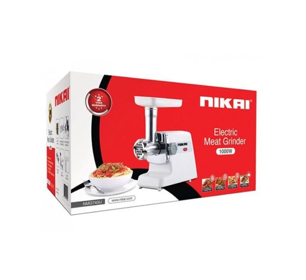 Nikai 800W Meat Grinder 2 Steel Blades Stainless Steel White Model NMG743U | 1 Year Warranty - Image 2