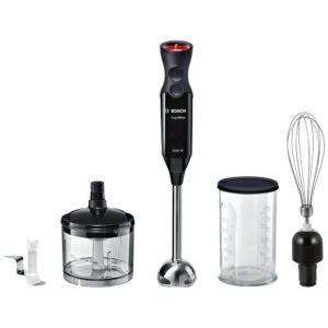 Bosch 1000W ErgoMixx Hand Blender Set, Extra Light Ergonomic Housing,12 Speed Settings, Stainless Steel Mixing Base, Piano Black Model-MS61B6170 | 1 Year Brand Warranty