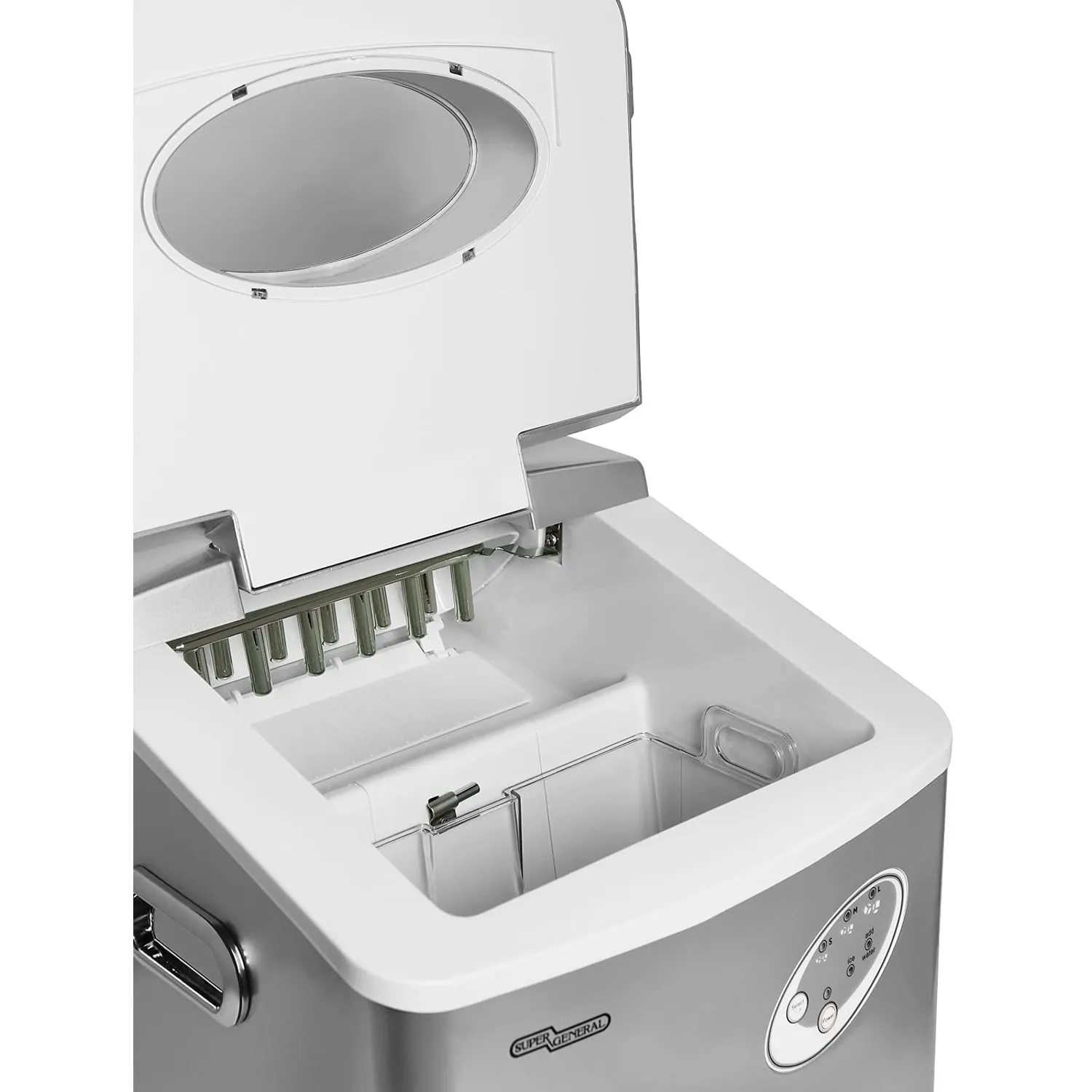 Super General 20 Kg Portable Ice-Machine with ice basket and shovel 3 different sizes Indicator light Silver Model SGIM022HSN - Image 2