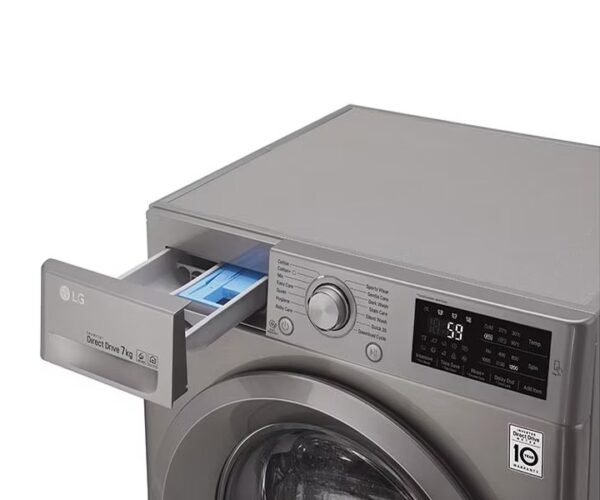 LG 7 Kg Front Load Washing Machine 6 Motion Direct Drive Smart Diagnosis™ Silver Colour Model-F2J5QNP7S - Image 4