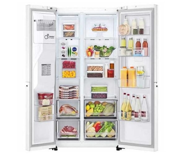 LG 889 Liters Side by Side Refrigerator, French Door, Water Dispenser, Linear Inverter Compressor Color White Model – GCJ348CQFS – International Version. - Image 3