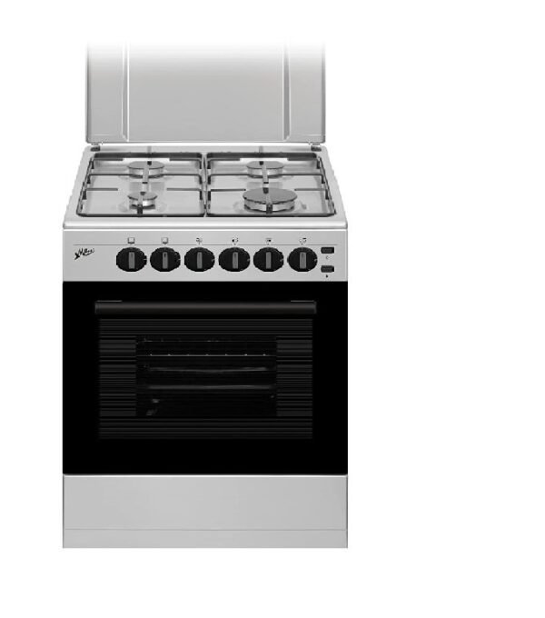 Milton Gas Cooker 4 Burner Full Safety Stainless Steel With Gas Oven & Automatic Ignition Cooker Silver Size 50 x 50 x 85 cm Model -FS5055GS - 1 Years Full Warranty.