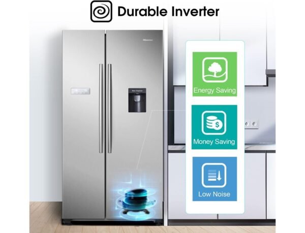 Hisense 741 Liters 2 Doors Side by Side Refrigerator Stainless Steel Model RS741N4WSU - Image 2