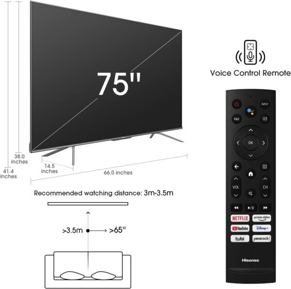Hisense 75 Inch ULED 4K Premium Quantum Dot QLED Series Android Smart TV Model 75U7GQ - Image 2