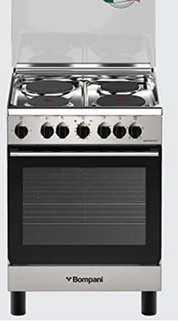Bompani Electric Cooker 4 Hot Plates Electric Oven 60x60 cm Silver Model-ESSE60044EIX - 1 Year Warranty - Image 4