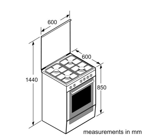 Bosch Gas Cooker Free Standing Black Model-HGA120B50M | 1 Year Brand Warranty. - Image 4