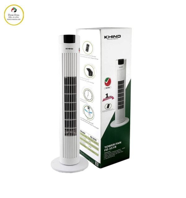 KHIND Comfort Control Tower Fan with Timer Function, 3 Speed Settings, Oscillation, Remote Control, Easy to Use- White, Model- FD351R - Image 2