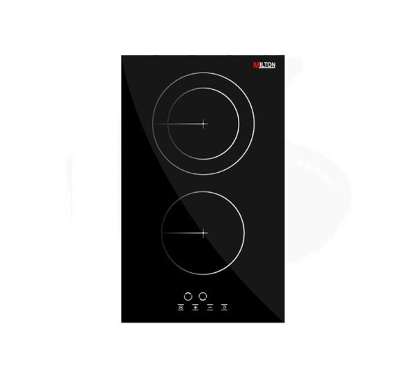 Milton 2 Burners Built-in Hob Ceramic Electric Vitro Glass, 4 High-Light Cook Zone, Front Touch Control Panel, Size (49 x 27) cm Black Color - 1 Year Warranty Model - MHV302B