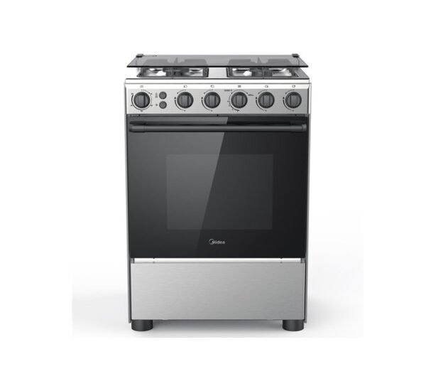 Midea 60cm Gas Cooker With Full Safety Auto Ignition and Stainless Steel Finish Model BME62058FFD-D | 1 Year Warranty.