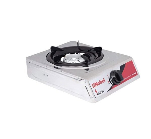 NOBEL Single Gas Stove With Brass Auto Ignition Energy Saving Silver Model NGT-1001 | 1 Year Warranty. - Image 2