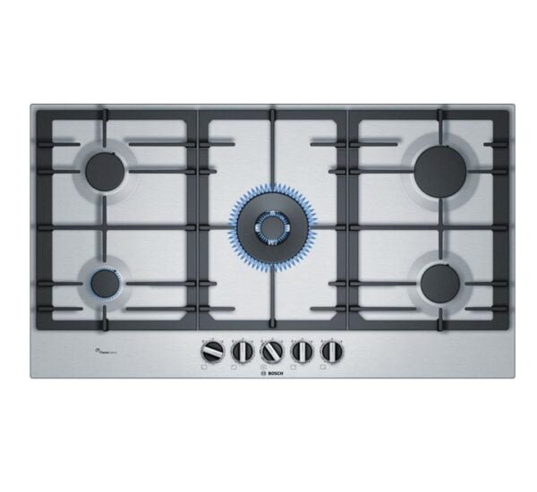 Bosch Built In Gas Hob 5 Gas Burners Silver Model-PCR9A5B90M | 1 Year Brand Warranty.