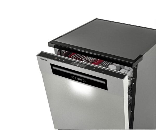 Toshiba 14 Place Setting, 6 Programs Free Standing Dishwasher With Dual Wash Zone, Silver Model- DW14F1(S) - Image 2