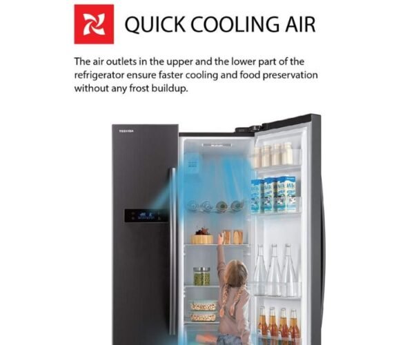TOSHIBA 587 Liter Side by Side Refrigerator Silver Model-GR-RS530WE-PMI(06) - Image 3