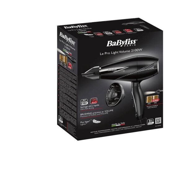 Babyliss The Pro Light Volume Professional  Ionic Hair Dryer and Diffuser 2100W Model 6610DE - Image 3