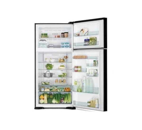 Hitachi 470 Litre Double Door Top Mount Refrigerator Glass Black Model RVG470PUK3GBK | 1 Year Full 5 Years Compressor Warranty - Image 2