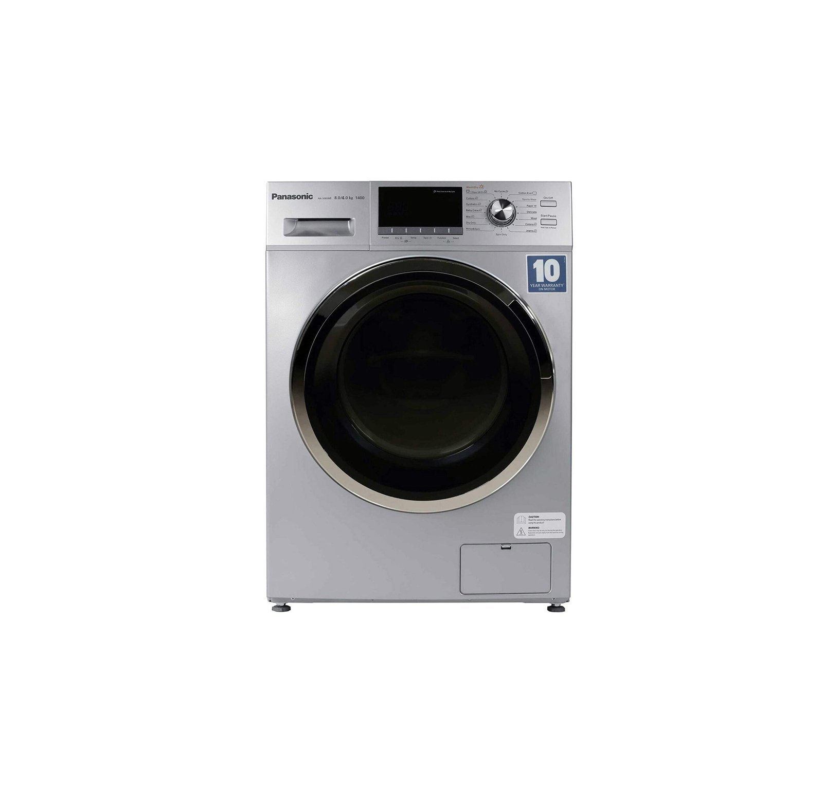 Panasonic 8 Kg Front Load Washing Machine Washer 6 Kg Dryer Color Silver Model-NAS086M3 | 1 Year Full 10 Years Motor Warranty.
