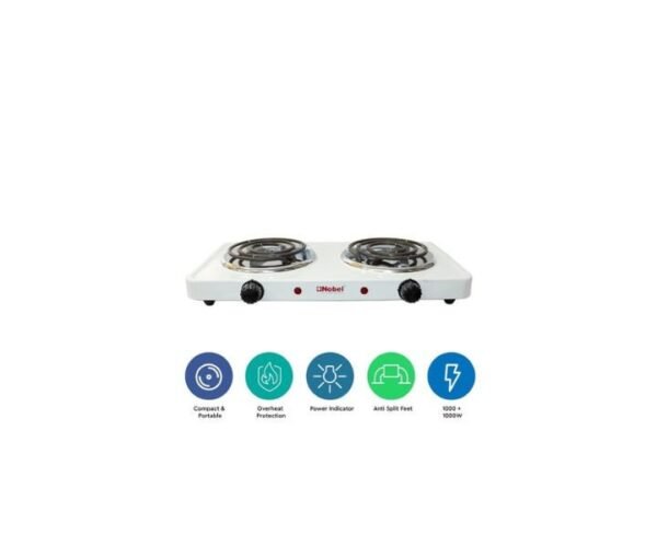 Nobel Hot Plate Double Spiral 2000W Silver Model-NHPS002 | 1 Year Warranty. - Image 2