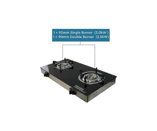 Nobel Double Gas Stove With Brass Glass Auto Ignition Black Model-NGT2111 | 1 Year Warranty. - Image 4