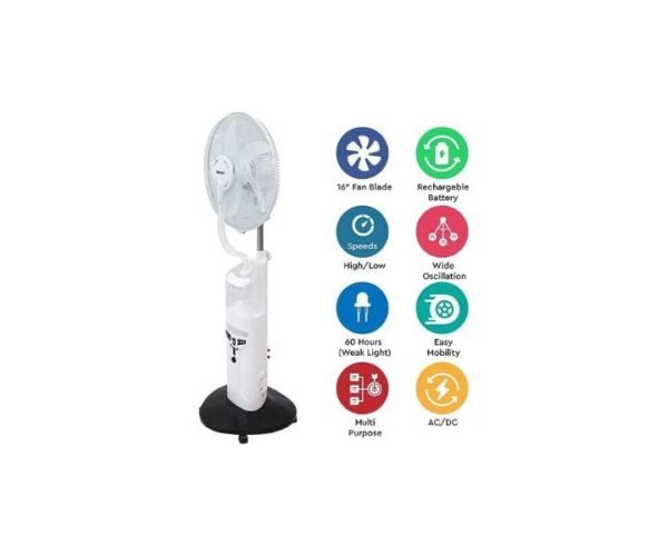 Nobel 16 Inchs Rechargeable Mist Fan Blade LED Light White Model-NF777MRC | 1 Year Warranty. - Image 3