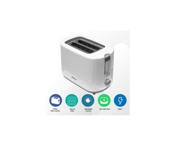 Nobel 2 Slice Bread Toaster With Crumb Tray 750W White Model-NST2T  | 1 Year Warranty. - Image 3