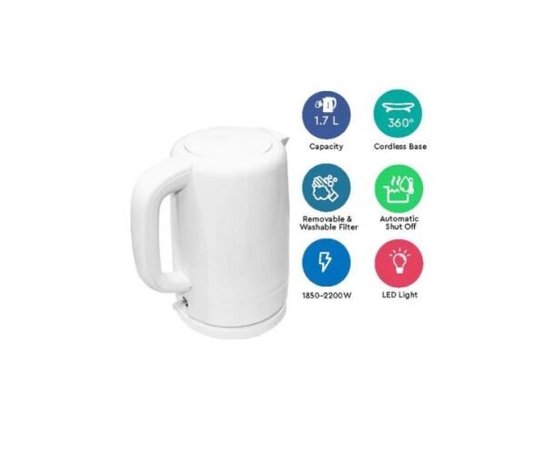 Nobel 1.7 Liters Kettle Auto Shutoff 2200.0 W White Model-NK17PW | 1 Year Warranty. - Image 2