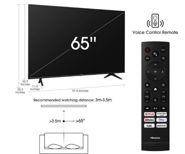 Hisense 65 Inch ULED 4K Smart TV Quantum Dot QLED Series With Dolby Vision Bluetooth WiFi Black Model 65U6G - Image 3