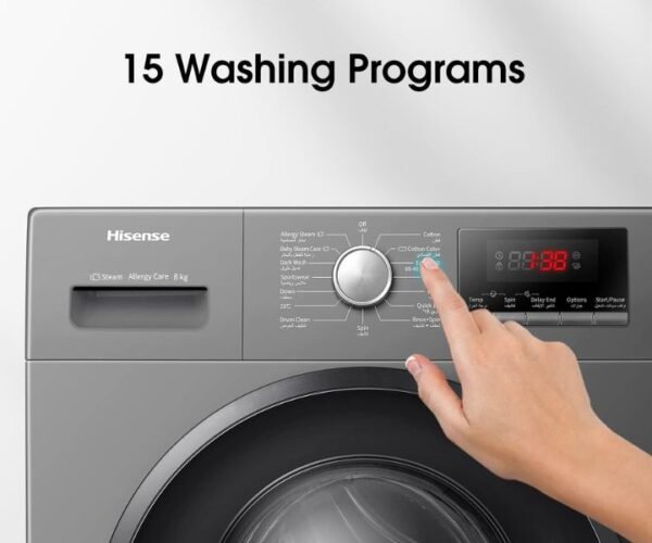 Hisense 8Kg Front Loading Washing Machine 1200 RPM Titanium Grey Model WFPV8012EMT - Image 3