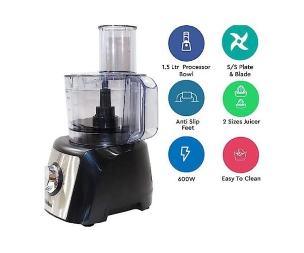 NOBEL 1.5 Litre 10 in 1 Juicer Food Factory 2 Speed 800W Pulse 3 Cutting Plates Over Heat Protection Anti Slip Feet Model-NFP777E | 1 Year Warranty. - Image 4