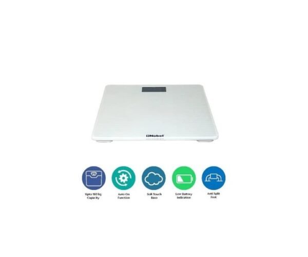 NOBEL Bathroom Scale Tempered Glass Digital Anti Slip Feet White Model- NBS60WH | 1 Year Warranty. - Image 2