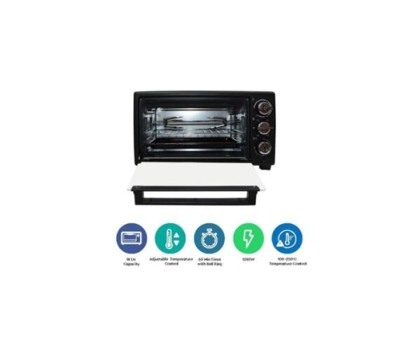 Nobel 18 Liters Electric Oven Stainless Steel 1280W Black Model-NEO20 | 1 Year Warranty. - Image 2