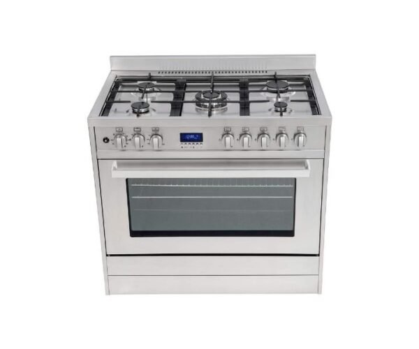 Baumatic 90X60cm Gas Cooker 5 Burners With Electric Oven Silver Model PMEC9GGESS