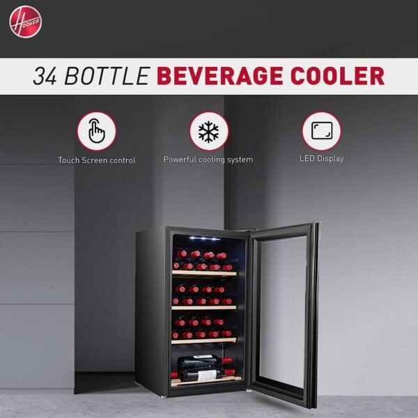 Hoover 34 Bottle Beverage Cooler Black Model HWC-H34-B | 1 Year Full 5 Years Compressor Warranty - Image 2