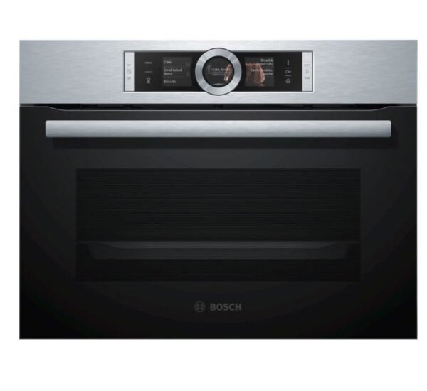 Bosch Serie 8 | Built-in compact steam oven Stainless Steel Black Model-CSG656BS1B | 1 Year Brand Warranty.