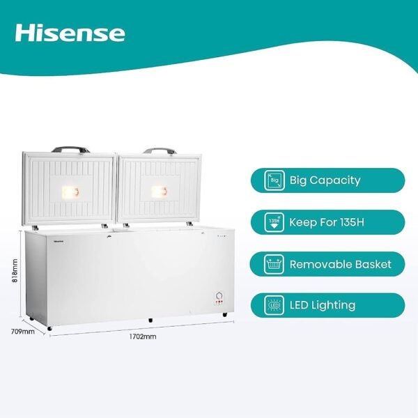 Hisense 650 Liter Chest Freezer Double Door White Model FC65DD4SA - Image 4