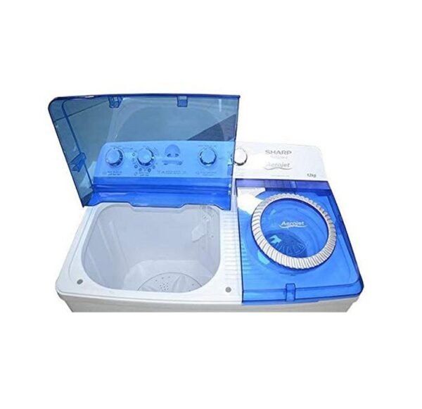 Sharp 12 Kg Washing Machine Twin Tub Top With Load Spin/Dry Semi Automatic White/Blue Model-ES-T127AP-Z | 1 Year Warranty. - Image 3