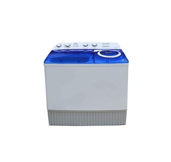 Sharp 12 Kg Washing Machine Twin Tub Top With Load Spin/Dry Semi Automatic White/Blue Model-ES-T127AP-Z | 1 Year Warranty.