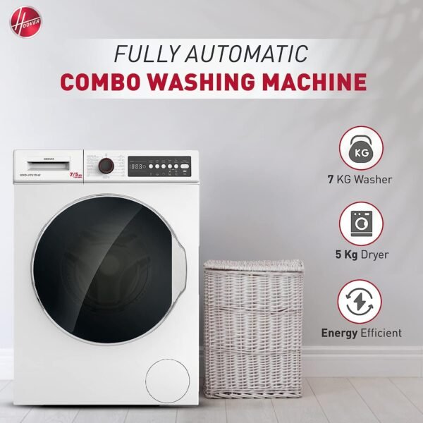 Hoover 7/5Kg Front Load Automatic Washer Dryer White Model HWD-V7512-W  | 1 Year Full Warranty - Image 3