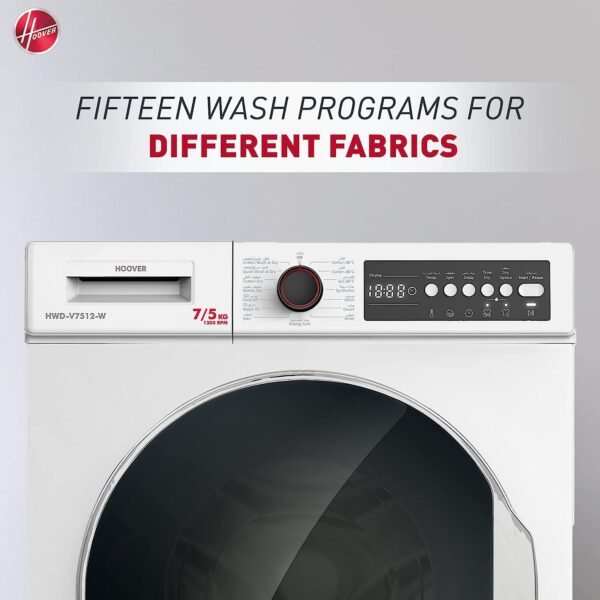 Hoover 7/5Kg Front Load Automatic Washer Dryer White Model HWD-V7512-W  | 1 Year Full Warranty - Image 6