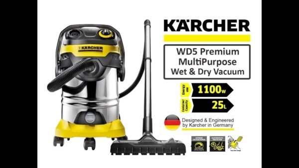 Karcher WD5 Premium Multipurpose Wet and Dry Vacuum Cleaner 1100W Yellow/Black Color Model- WD5 Premium | 1 Year Warranty. - Image 3